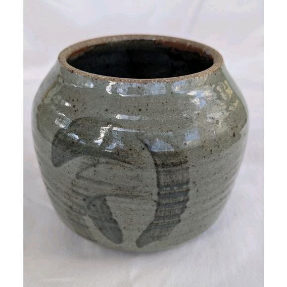 Studio Art Pottery Vase Planter Shades Of Blue Signed - Picture 1 of 9